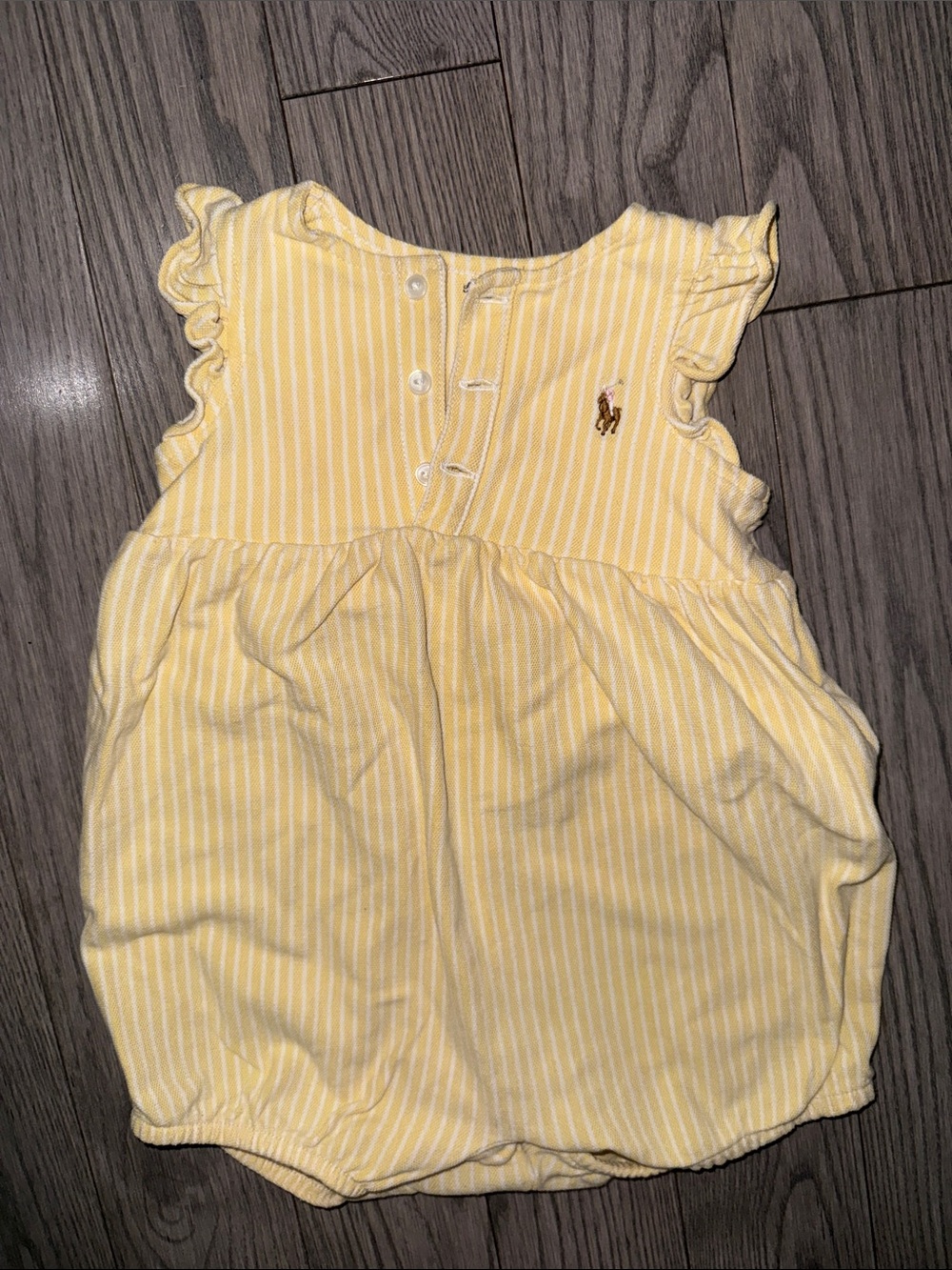 Ralph Lauren Yellow and White Striped Baby Bubble Romper